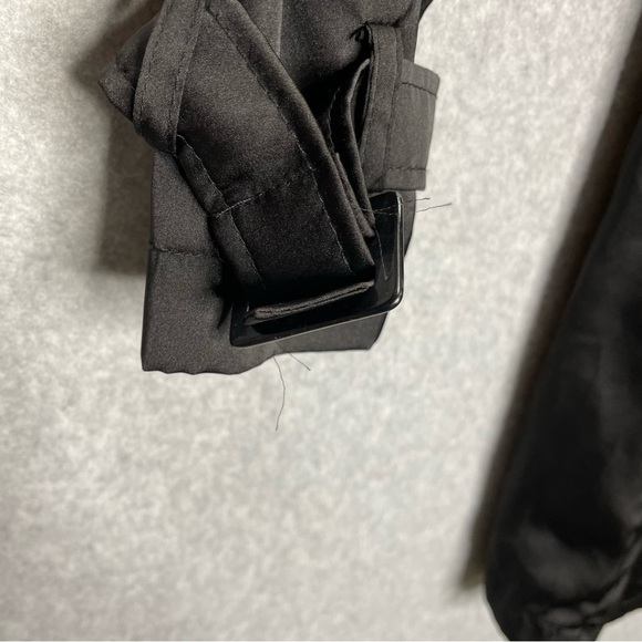 Bebe Satin Y2K Goth Dark Academia Black Belted Longline Jacket - Picture 3 of 5